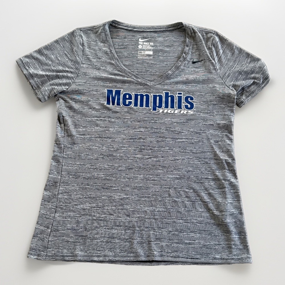 Nike Memphis Tigers‎ Shirt Women L Gray V Neck Short Sleeve NCAA Football